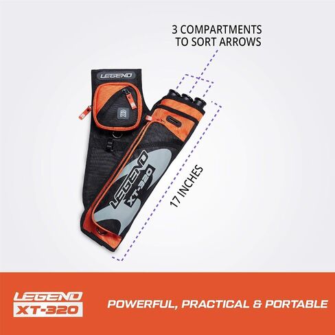 LEGEND XT320 Archery Quivers - Nylon Hip Quivers with 3 Arrow Tube Cases for Target Shooting - Adjustable Waist Belt, T-Slot, Storage Compartments for Accessories, Gear, Tools, Release Tab, Score Card in Kuwait