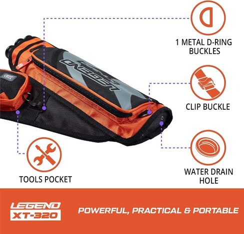 LEGEND XT320 Archery Quivers - Nylon Hip Quivers with 3 Arrow Tube Cases for Target Shooting - Adjustable Waist Belt, T-Slot, Storage Compartments for Accessories, Gear, Tools, Release Tab, Score Card in Kuwait