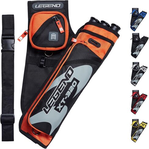 LEGEND XT320 Archery Quivers - Nylon Hip Quivers with 3 Arrow Tube Cases for Target Shooting - Adjustable Waist Belt, T-Slot, Storage Compartments for Accessories, Gear, Tools, Release Tab, Score Card in Kuwait
