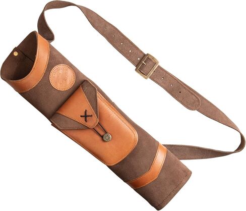 Bear Archery Superlite تقليدي من الجلد على الكتف الخلفي مع حقيبة كبيرة، بني، مقاس واحد (AT100BQ) in Saudi Arabia