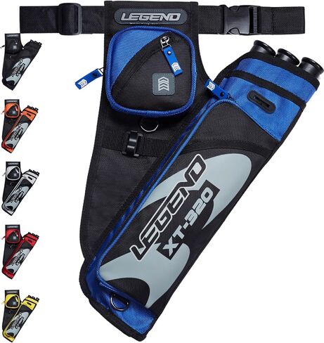 جعبة الرماية LEGEND XT320 - جعبة الورك من النايلون مع 3 حافظات أنبوبية للسهام لإطلاق النار على الهدف - حزام خصر قابل للتعديل، فتحة على شكل حرف T، مساحات تخزين للملحقات، والعتاد، والأدوات، وعلامة الإصدار، وبطاقة النقاط in Saudi Arabia