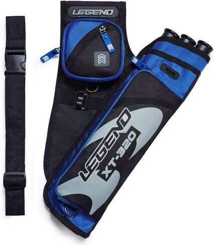 جعبة الرماية LEGEND XT320 - جعبة الورك من النايلون مع 3 حافظات أنبوبية للسهام لإطلاق النار على الهدف - حزام خصر قابل للتعديل، فتحة على شكل حرف T، مساحات تخزين للملحقات، والعتاد، والأدوات، وعلامة الإصدار، وبطاقة النقاط in Saudi Arabia