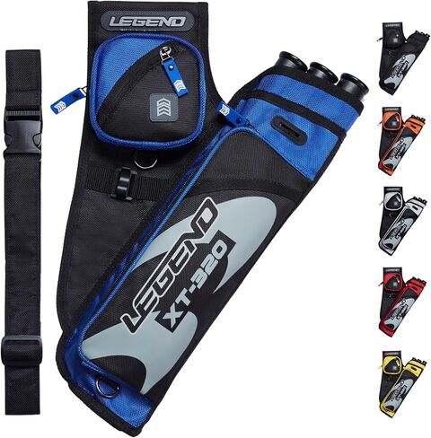 جعبة الرماية LEGEND XT320 - جعبة الورك من النايلون مع 3 حافظات أنبوبية للسهام لإطلاق النار على الهدف - حزام خصر قابل للتعديل، فتحة على شكل حرف T، مساحات تخزين للملحقات، والعتاد، والأدوات، وعلامة الإصدار، وبطاقة النقاط in Saudi Arabia