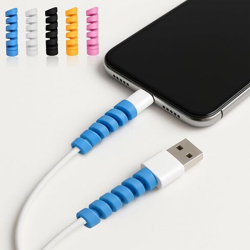 20 Pcs Silicone Phone Charger Protectors, Spiral USB Cable Charger Protectors for Cords, FlexibleCharger Saver Wire Covers, Mouse Cable Wire Protector Compatible Headphone Laptop in Saudi Arabia