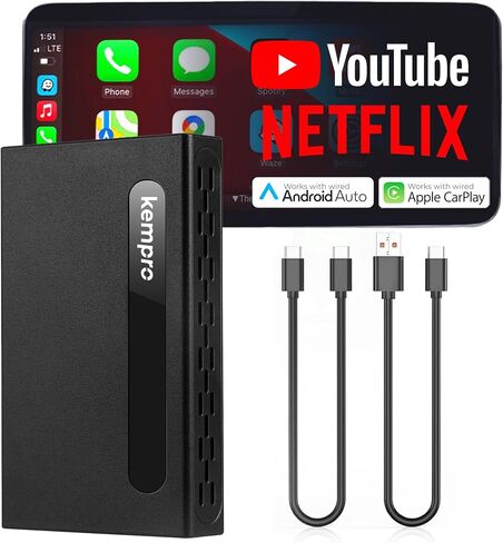 الصندوق الذكي - محول CarPlay اللاسلكي 3 في 1 ومحول Android التلقائي مع تطبيقات البث - Netflix، YouTube، مشغل فيديو السيارة TikTok - دونجل التوصيل والتشغيل لسيارات CarPlay السلكية OEM USB A & C in Saudi Arabia