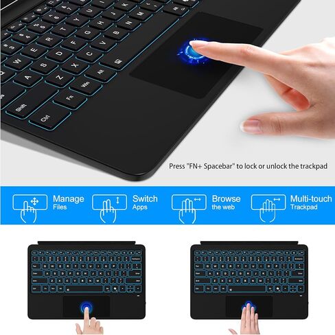 لوحة مفاتيح لجهاز Microsoft Surface Pro 12 بوصة (2025)، لوحة مفاتيح مغناطيسية لاسلكية بلوتوث مع لوحة تتبع متعددة اللمس، بطارية قابلة لإعادة الشحن، إضاءة خلفية 7 ألوان، نوم/استيقاظ ذكي in Kuwait