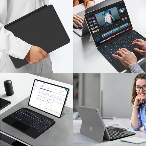 لوحة مفاتيح لجهاز Microsoft Surface Pro 12 بوصة (2025)، لوحة مفاتيح مغناطيسية لاسلكية بلوتوث مع لوحة تتبع متعددة اللمس، بطارية قابلة لإعادة الشحن، إضاءة خلفية 7 ألوان، نوم/استيقاظ ذكي in Kuwait