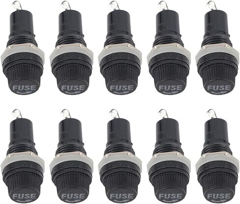 10pcs 10A 250V Holder Case Panel Mount Screw for Radio Glass Tube 5 x 20mm Black in Saudi Arabia