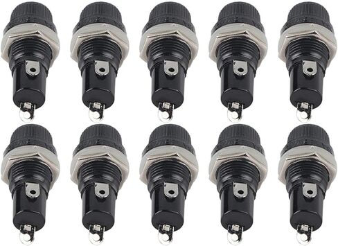 10pcs 10A 250V Holder Case Panel Mount Screw for Radio Glass Tube 5 x 20mm Black in Saudi Arabia