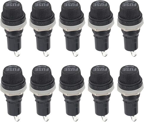10pcs 10A 250V Holder Case Panel Mount Screw for Radio Glass Tube 5 x 20mm Black in Saudi Arabia
