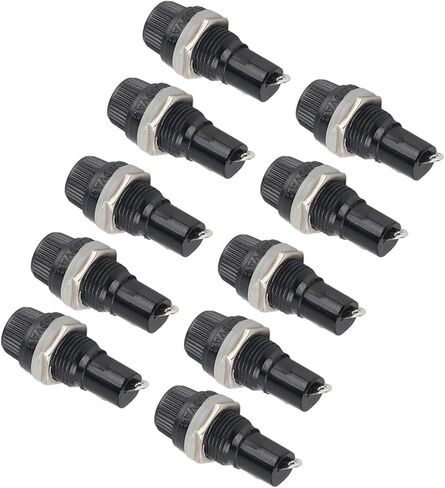 10pcs 10A 250V Holder Case Panel Mount Screw for Radio Glass Tube 5 x 20mm Black in Saudi Arabia