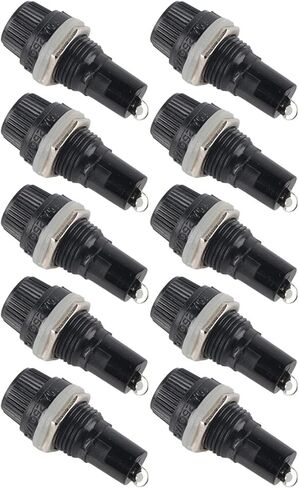 10pcs 10A 250V Holder Case Panel Mount Screw for Radio Glass Tube 5 x 20mm Black in Saudi Arabia