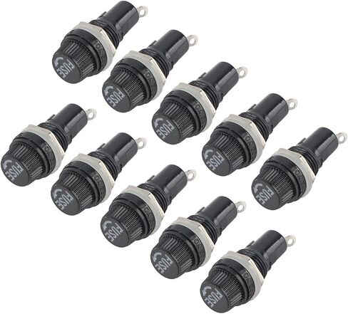 10pcs 10A 250V Holder Case Panel Mount Screw for Radio Glass Tube 5 x 20mm Black in Saudi Arabia