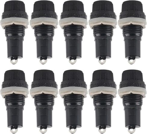 10pcs 10A 250V Holder Case Panel Mount Screw for Radio Glass Tube 5 x 20mm Black in Saudi Arabia