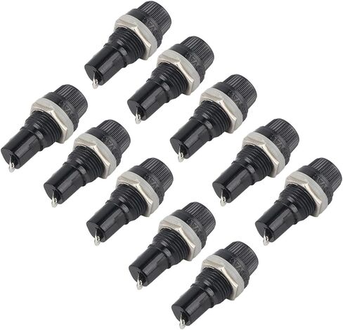 10pcs 10A 250V Holder Case Panel Mount Screw for Radio Glass Tube 5 x 20mm Black in Saudi Arabia