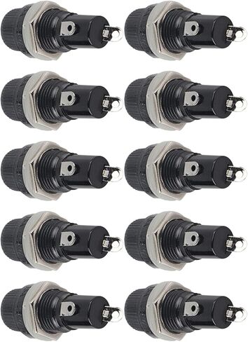 10pcs 10A 250V Holder Case Panel Mount Screw for Radio Glass Tube 5 x 20mm Black in Saudi Arabia