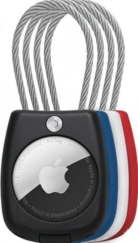 حامل EVEO Apple AirTag - (4 عبوات) حامل AirTag مقاوم للماء للأمتعة | حامل سلسلة مفاتيح AirTag، كابل سلكي بقفل آمن، حافظة Apple Airtag، 4 عبوات AirTags للأمتعة والمفاتيح والحقائب. AirTag غير متضمن in Saudi Arabia