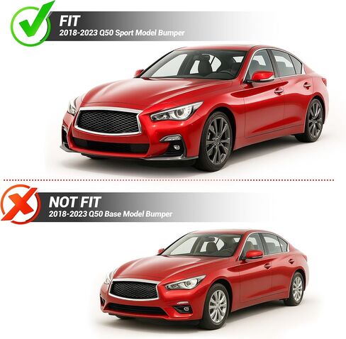 HECASA Front Bumper Lip Spoiler متوافق مع موديلات 2018-2023 Infiniti Q50 Sport Models، PP البلاستيك 3PC نمط تحت الذقن الفاصل الوفير الستارة الناشر حامي السدود الهوائية - أسود لامع in Saudi Arabia