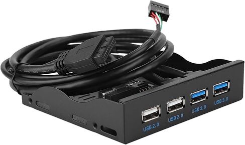 Drfeify USB 2.0+USB3.0 3.5 Inch 4 Port Floppy Drive Front Panel with Easy Installation Feature and No External Power Needed Metal Front Panel for Desk Top Host in Saudi Arabia