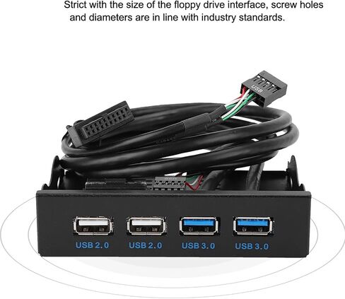 Drfeify USB 2.0+USB3.0 3.5 Inch 4 Port Floppy Drive Front Panel with Easy Installation Feature and No External Power Needed Metal Front Panel for Desk Top Host in Saudi Arabia