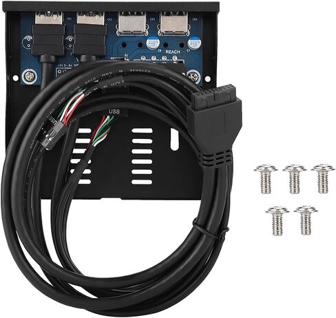 Drfeify USB 2.0+USB3.0 3.5 Inch 4 Port Floppy Drive Front Panel with Easy Installation Feature and No External Power Needed Metal Front Panel for Desk Top Host in Saudi Arabia