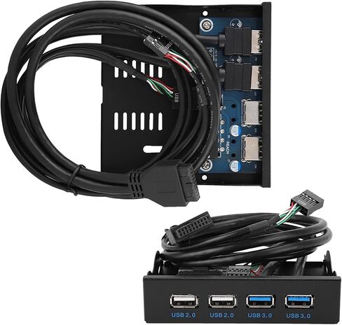 Drfeify USB 2.0+USB3.0 3.5 Inch 4 Port Floppy Drive Front Panel with Easy Installation Feature and No External Power Needed Metal Front Panel for Desk Top Host in Saudi Arabia