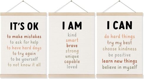 Koesus Inspirational Classrooproom Art Art Poster Frame 12x16 بوصة مجموعة من 3 ، تأكيدات إيجابية للأطفال ، صور تحفيزية للقطن. in Kuwait