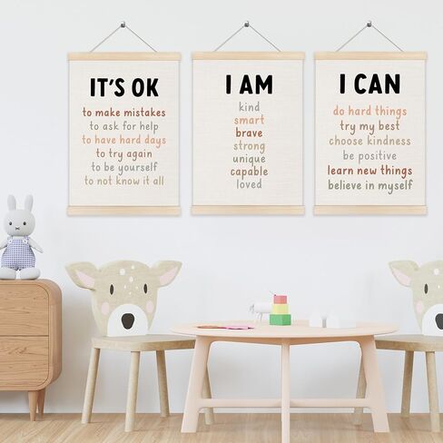 Koesus Inspirational Classrooproom Art Art Poster Frame 12x16 بوصة مجموعة من 3 ، تأكيدات إيجابية للأطفال ، صور تحفيزية للقطن. in Kuwait