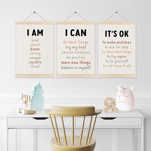 Koesus Inspirational Classrooproom Art Art Poster Frame 12x16 بوصة مجموعة من 3 ، تأكيدات إيجابية للأطفال ، صور تحفيزية للقطن. in Kuwait