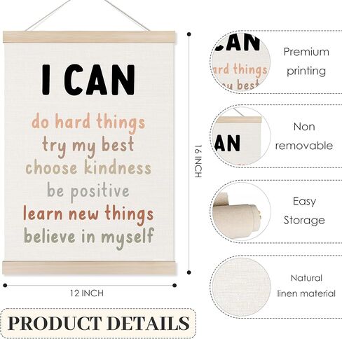 Koesus Inspirational Classrooproom Art Art Poster Frame 12x16 بوصة مجموعة من 3 ، تأكيدات إيجابية للأطفال ، صور تحفيزية للقطن. in Kuwait