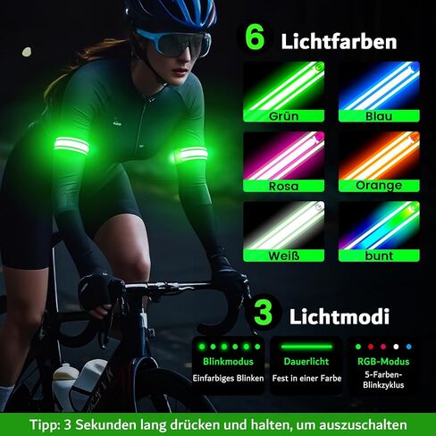 حزام ذراع LED للجري (عبوة من قطعتين)، أحزمة ذراع مضيئة للمشي ليلاً، أضواء قابلة لإعادة الشحن للعدائين، معدات ركض عاكسة للضوء عالية الوضوح وأساور معصم مضيئة قابلة للتعديل in Kuwait