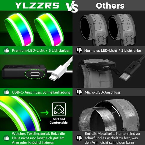 حزام ذراع LED للجري (عبوة من قطعتين)، أحزمة ذراع مضيئة للمشي ليلاً، أضواء قابلة لإعادة الشحن للعدائين، معدات ركض عاكسة للضوء عالية الوضوح وأساور معصم مضيئة قابلة للتعديل in Kuwait