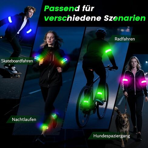 حزام ذراع LED للجري (عبوة من قطعتين)، أحزمة ذراع مضيئة للمشي ليلاً، أضواء قابلة لإعادة الشحن للعدائين، معدات ركض عاكسة للضوء عالية الوضوح وأساور معصم مضيئة قابلة للتعديل in Kuwait