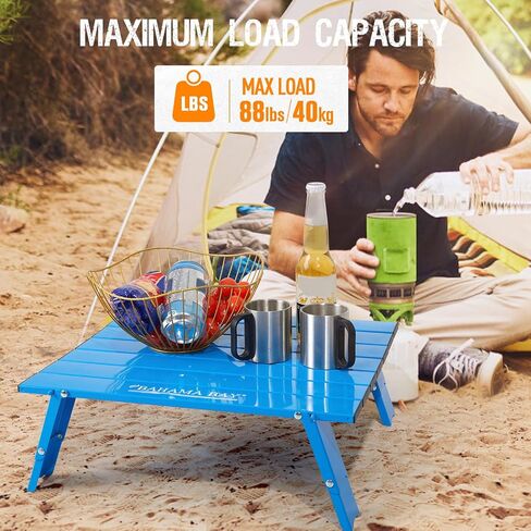 Old Bahama Bay Ultralight Aluminum Table, 88lbs/40kg Weight Capacity,Foldable Small Beach Table with Retractable Legs,Suitable for Picnic Camping Outdoor Hiking in Kuwait