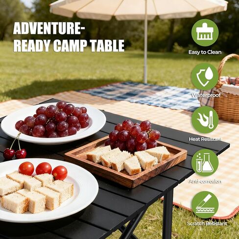 Camping Table Portable, Folding Roll-Up Picnic Table with Carry Bag & Detachable Storage Pockets, Lightweight Outdoor Table for Camping, Beach, Backyard, Party, BBQ, Patio in Saudi Arabia