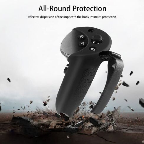 غطاء مقابض وحدة التحكم CHONIMAR متوافق مع ملحقات Oculus Quest 3، مع غطاء فتح البطارية وحزام مضاد للانفصال in Kuwait