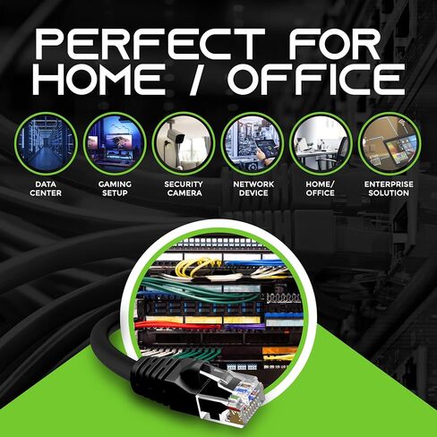 GearIt 20 حزمة، كابل تصحيح Cat5e Ethernet بطول 2 قدم - Snagless RJ45 سلك شبكة LAN للكمبيوتر، أسود in Saudi Arabia