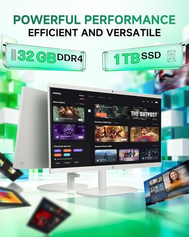 كمبيوتر HP All in One المكتبي للمنزل، Intel Celeron J4025، 21.5 بوصة FHD مضاد للتوهج، WiFi 6، 32 جيجابايت DDR4، 1 تيرابايت SSD، محرك فلاش USB 1 تيرابايت، كمبيوتر منزلي، لوحة مفاتيح وماوس سلكي، Windows 11 Pro، مع ملحقات in Kuwait