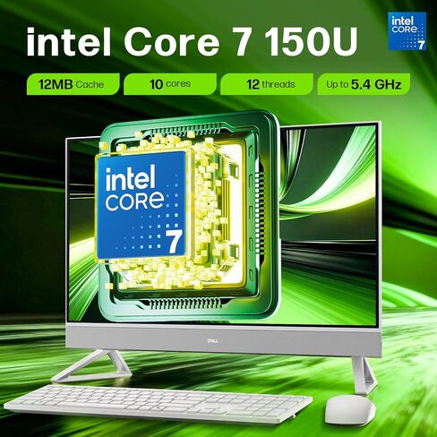 كمبيوتر مكتبي ديل انسبايرون 7730 الكل في واحد، شاشة لمس 27 بوصة، كور 7-150U (حتى 5.4 جيجاهرتز)، ذاكرة الوصول العشوائي DDR5 سعة 32 جيجابايت، 1 تيرابايت SSD، NVIDIA GeForce MX570A، Copilot AI، Windows 11 Pro، لوحة مفاتيح وماوس لاسلكي، مع ملحقات in Kuwait