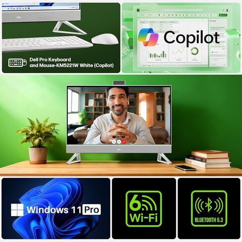 كمبيوتر مكتبي ديل انسبايرون 7730 الكل في واحد، شاشة لمس 27 بوصة، كور 7-150U (حتى 5.4 جيجاهرتز)، ذاكرة الوصول العشوائي DDR5 سعة 32 جيجابايت، 1 تيرابايت SSD، NVIDIA GeForce MX570A، Copilot AI، Windows 11 Pro، لوحة مفاتيح وماوس لاسلكي، مع ملحقات in Kuwait