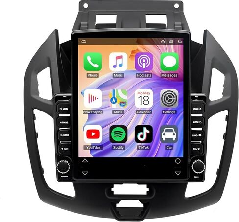 4G+64G - راديو ستيريو للسيارة مزدوج الدين لسيارة Ford Transit Connect 2014 2015 2016 2017 2018 مع CarPlay Android Auto، شاشة لمس عالية الدقة 9.7 بوصة، جهاز استقبال صوت السيارة GPS Bluetooth WiFi SWC FM AUX-in، كاميرا احتياطية in Saudi Arabia