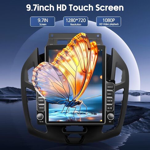 4G+64G - راديو ستيريو للسيارة مزدوج الدين لسيارة Ford Transit Connect 2014 2015 2016 2017 2018 مع CarPlay Android Auto، شاشة لمس عالية الدقة 9.7 بوصة، جهاز استقبال صوت السيارة GPS Bluetooth WiFi SWC FM AUX-in، كاميرا احتياطية in Saudi Arabia