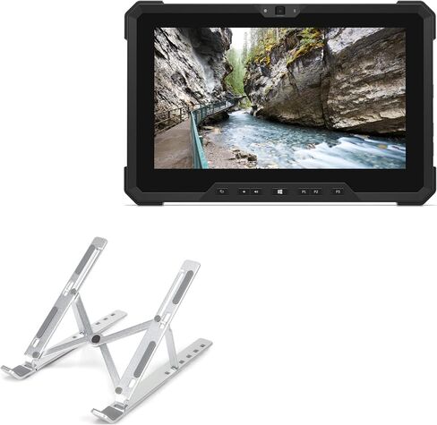 حامل BoxWave وحامل متوافق مع الكمبيوتر اللوحي Dell Latitude 7212 Rugged Extreme - حامل QuickSwitch صغير الحجم، حامل قابل للطي متعدد الزوايا قابل للطي - فضي معدني in Saudi Arabia