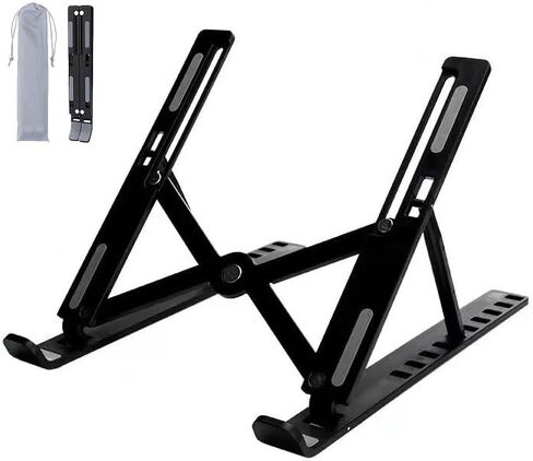 Laptop Stand for Desk, Adjustable Foldable Portable Laptop Riser, ABS+Silicone Ventilated Cooling Notebook Holder for 10-17.3" Laptops & Tablets (Black) in Saudi Arabia