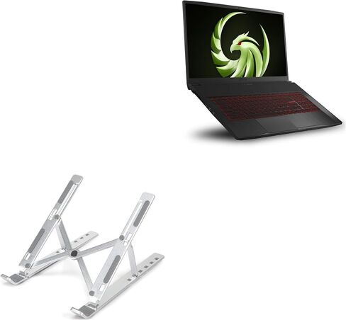 BoxWave Stand and Mount Compatible With MSI Bravo 17 - Compact QuickSwitch Stand, Portable Multi Angle Viewing Foldable Riser - Metallic Silver in Saudi Arabia