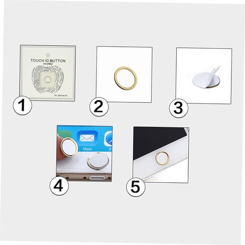 Uonlytech Metal Home Button Sticker for Fingerprint Identification White with Gold Edge Copper Polymer Material Compatible with Apple Devices Fingerprint Recognition Enhancer with Packaging in Saudi Arabia