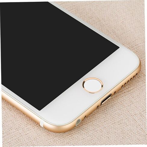 Uonlytech Metal Home Button Sticker for Fingerprint Identification White with Gold Edge Copper Polymer Material Compatible with Apple Devices Fingerprint Recognition Enhancer with Packaging in Saudi Arabia