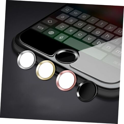 Uonlytech Metal Home Button Sticker for Fingerprint Identification White with Gold Edge Copper Polymer Material Compatible with Apple Devices Fingerprint Recognition Enhancer with Packaging in Saudi Arabia