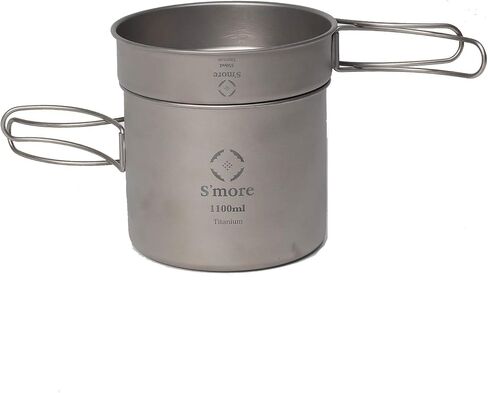 S'More Titanium Cooking Set, Pot and Pan 2 in 1 with Folding Handle, Ultralight Eco-Friendly Camping Cookware for Traveling, Picnic, and Hiking in Saudi Arabia