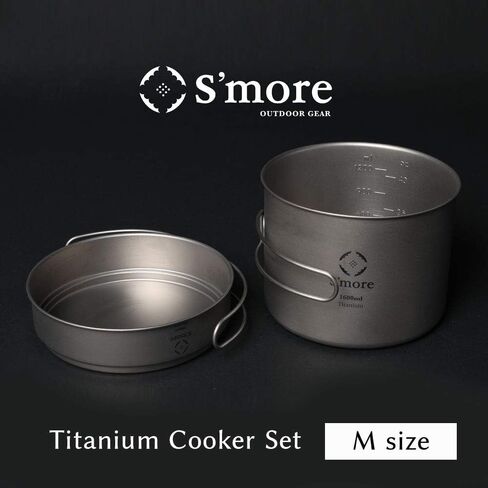 S'More Titanium Cooking Set, Pot and Pan 2 in 1 with Folding Handle, Ultralight Eco-Friendly Camping Cookware for Traveling, Picnic, and Hiking in Saudi Arabia